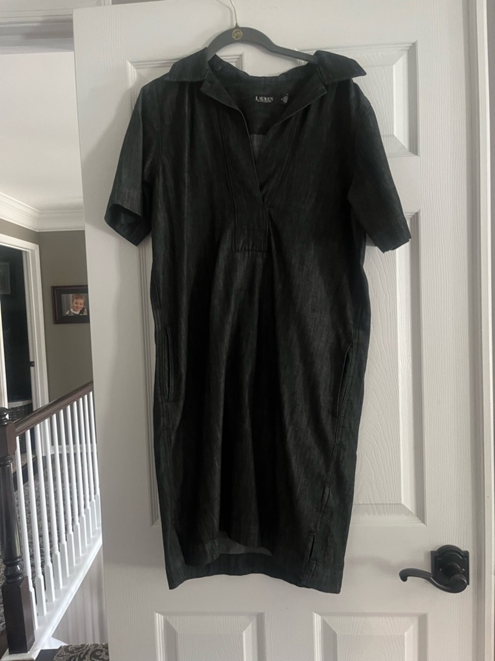 Ralph Lauren Black Short-Sleeve Midi Shirt Dress
